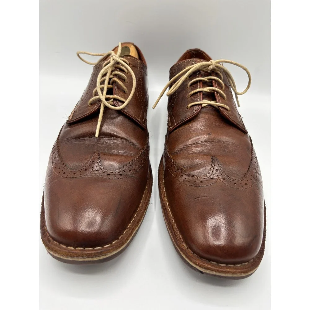Steve Madden Men's Brn Leather Wingtip Derby Dress Shoes Brogue Business Casual